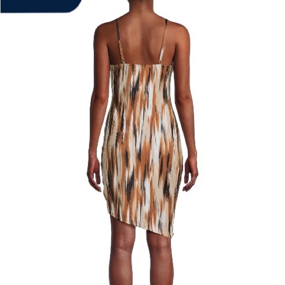 Madden NYC Side Ruched Brown Black & Ivory Dress NWT Sz M (7-9) - Picture 3 of 10